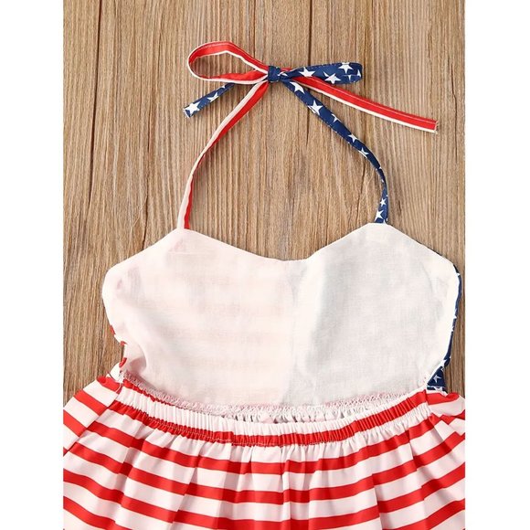 Halter Top & Denim Shorts Set Patriotic 4th of July USA Size 7-8 NWT - Picture 4 of 13